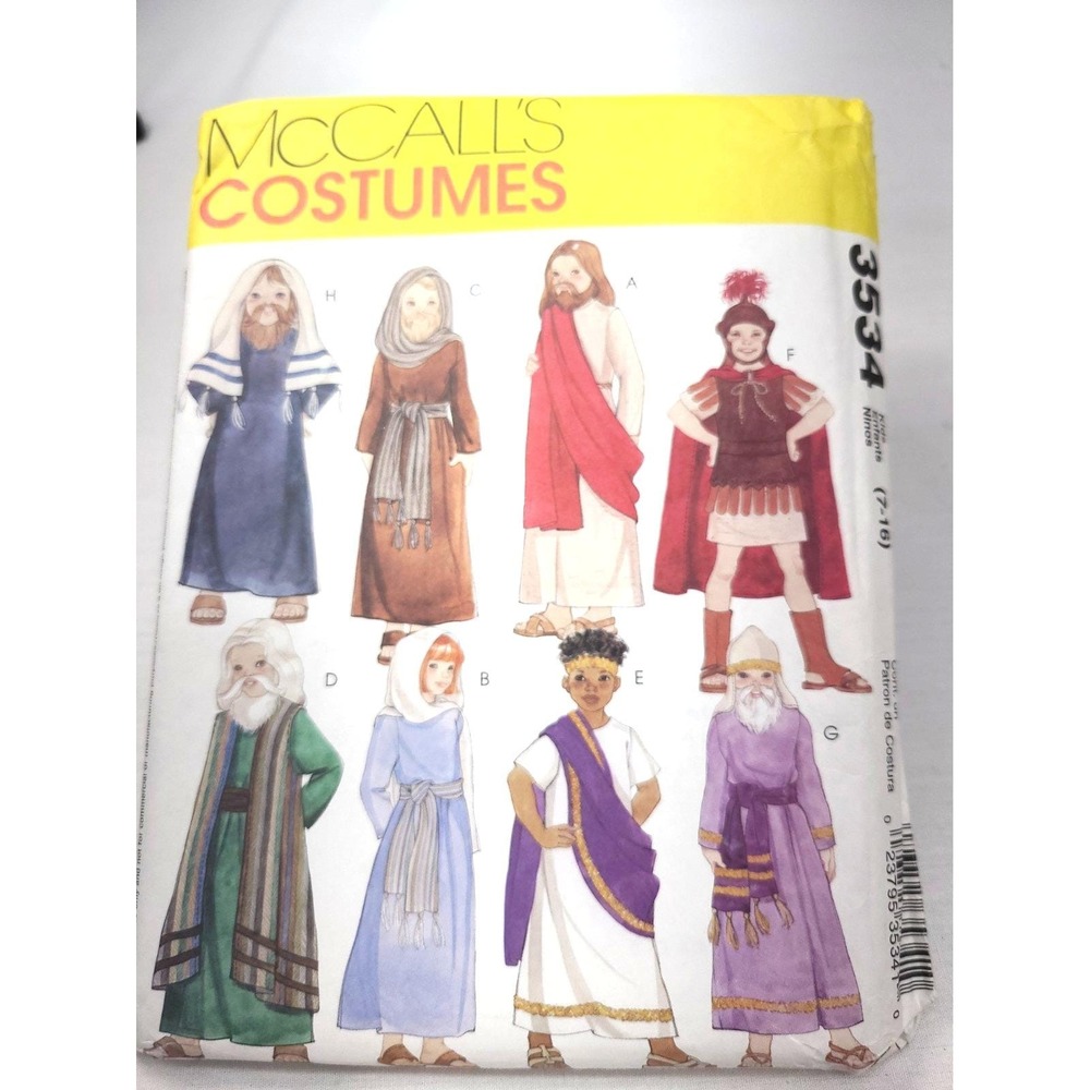 McCalls Sewing Pattern 3534 Kids Nativity Costumes Sz 7-16 UNCUT